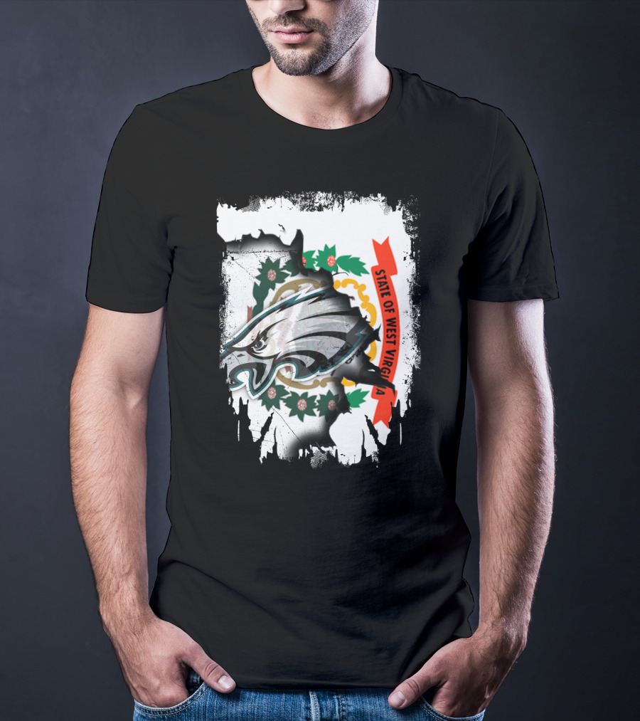 State Of West Virginia With Eagles Emblem T-Shirt