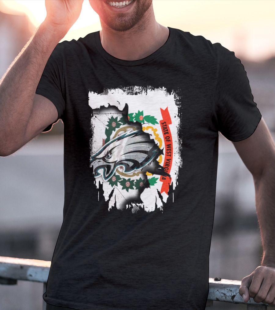 State Of West Virginia With Eagles Emblem T-Shirt