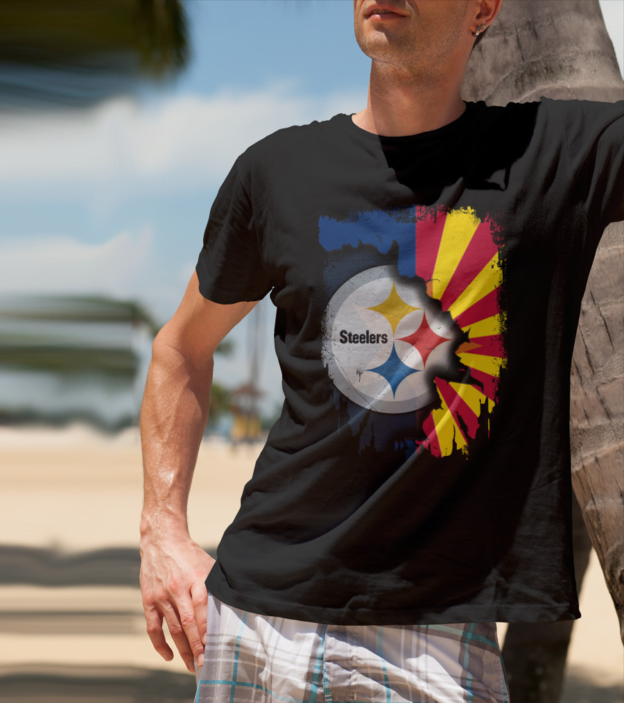 Steelers Logo With Arizona Flag Background T-Shirt