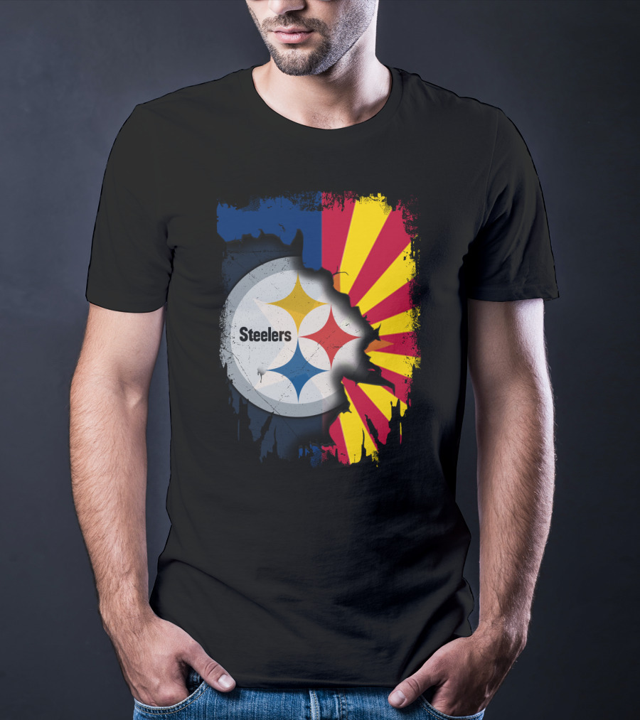 Steelers Logo With Arizona Flag Background T-Shirt