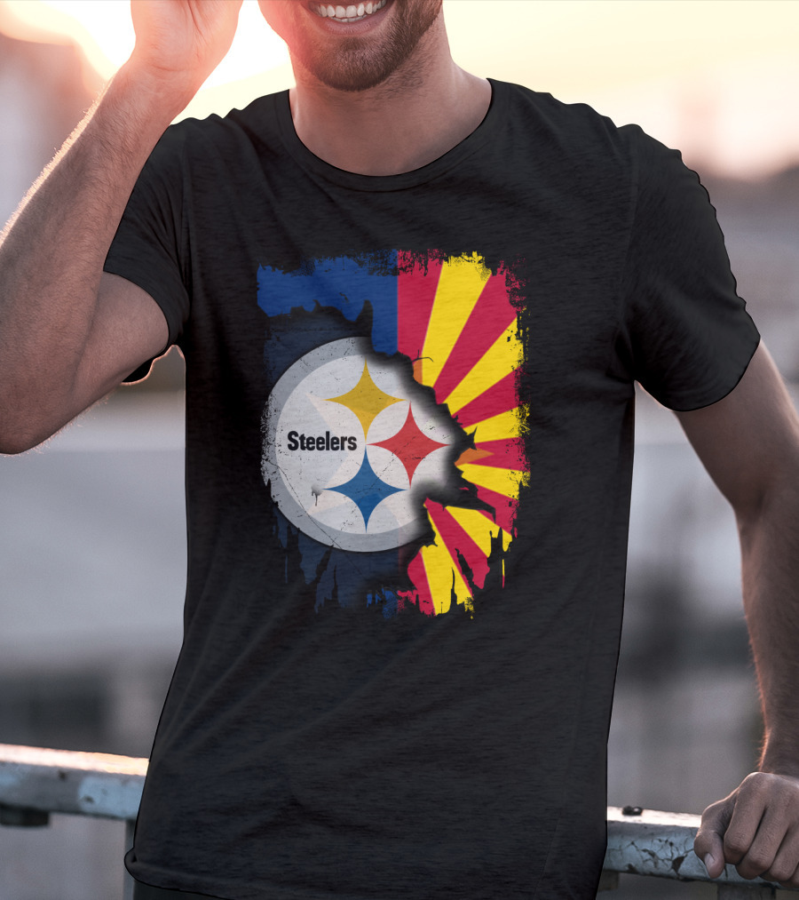 Steelers Logo With Arizona Flag Background T-Shirt