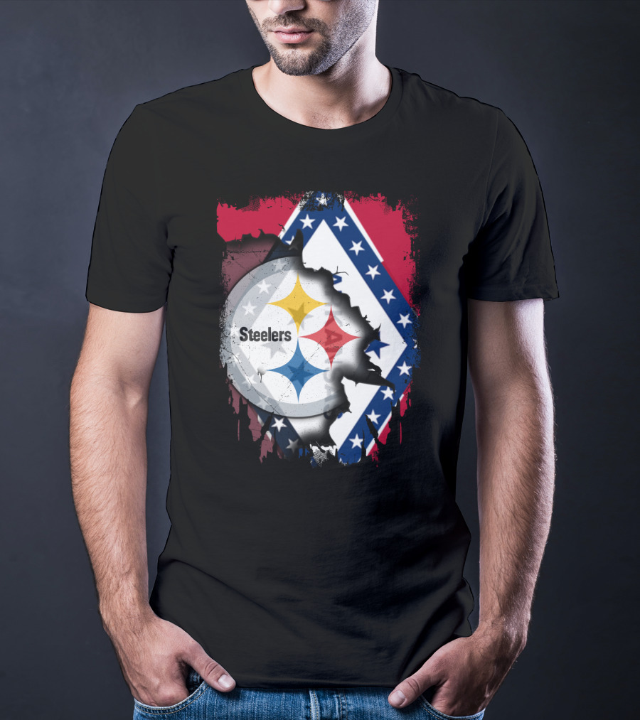 Steelers Meets Arkansas Flag Fusion T-Shirt