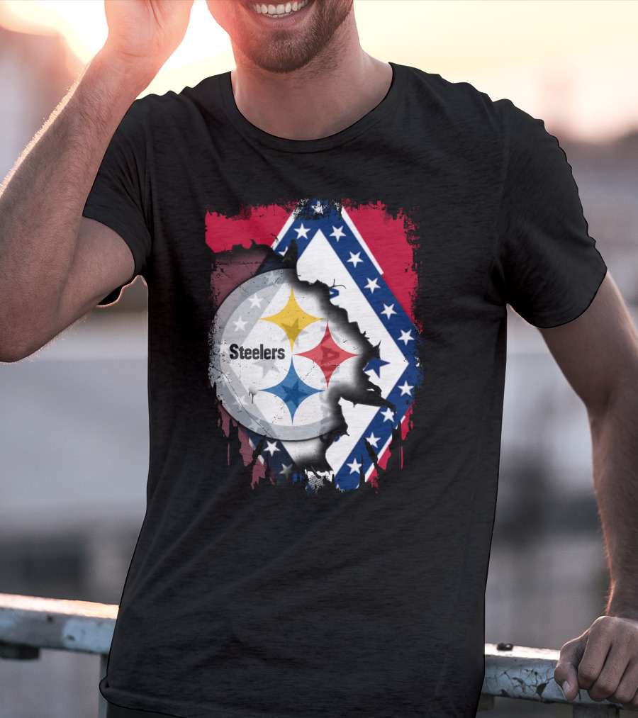 Steelers Meets Arkansas Flag Fusion T-Shirt