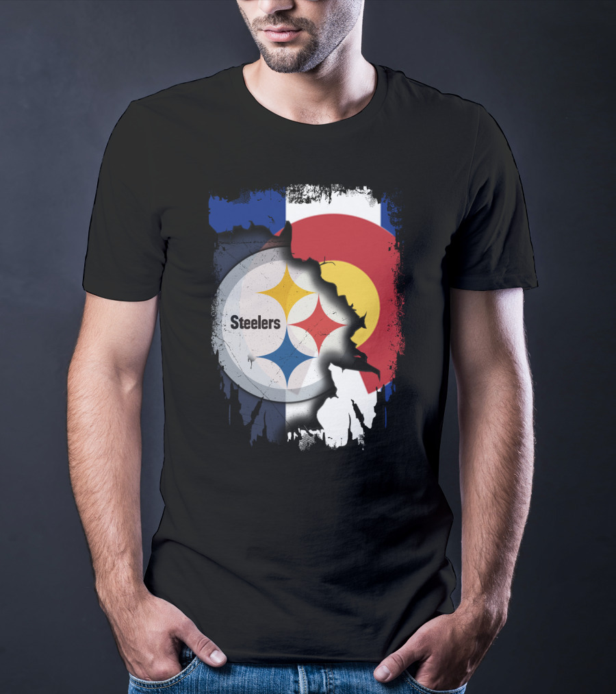 Steelers And Colorado Flag Fusion T-Shirt