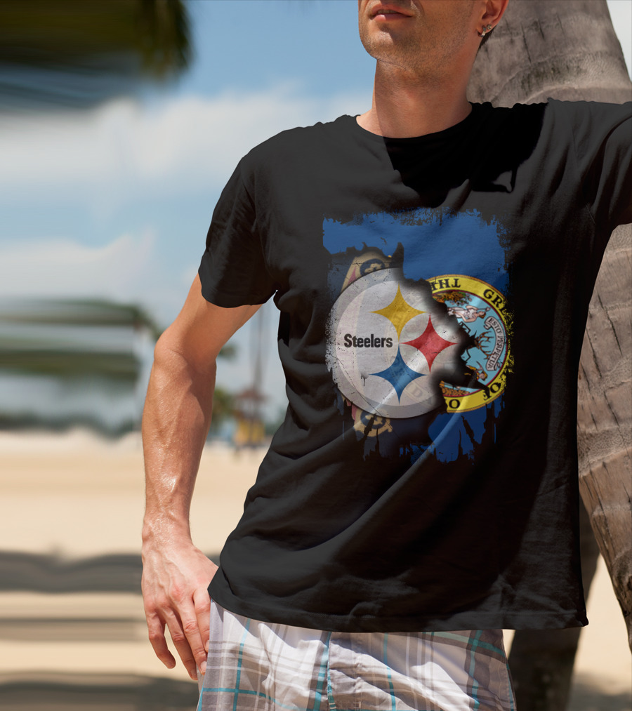 Together Idaho Steelers Logo With State Flag Background T-Shirt