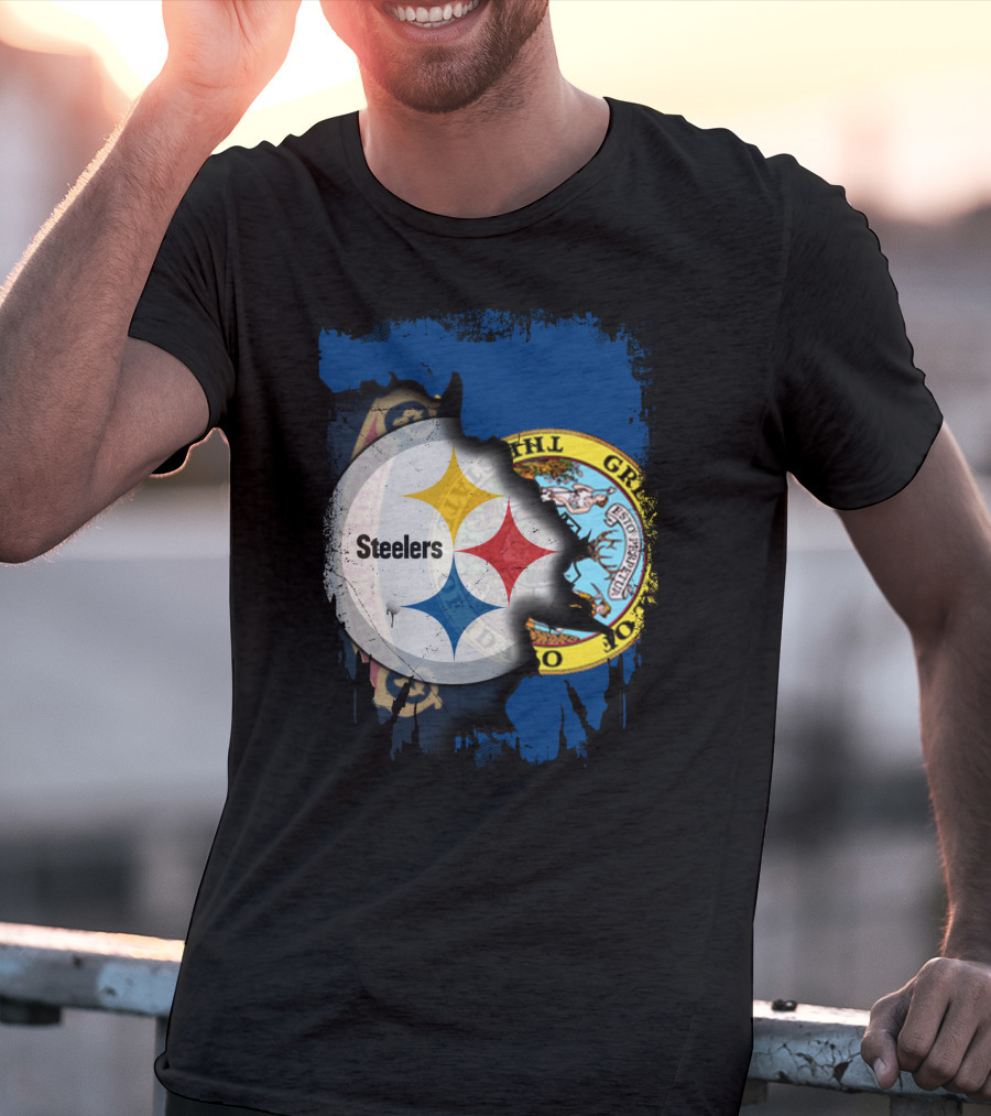 Together Idaho Steelers Logo With State Flag Background T-Shirt