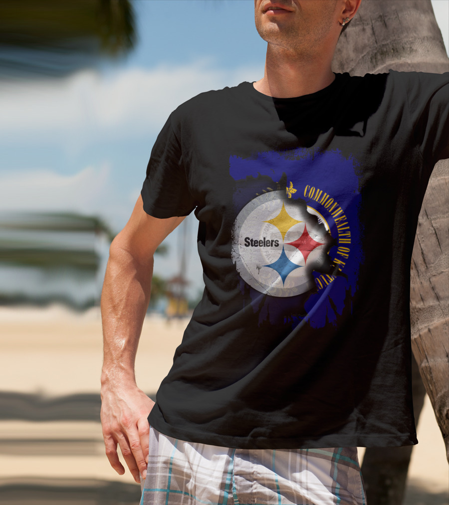 Commonwealth Of Kentucky With Steelers Football T-Shirt