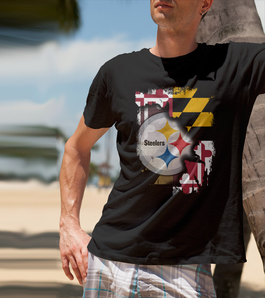 Together Maryland Flag Steelers Logo Fusion T-Shirt