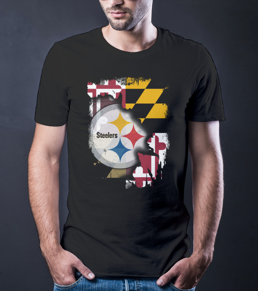 Together Maryland Flag Steelers Logo Fusion T-Shirt