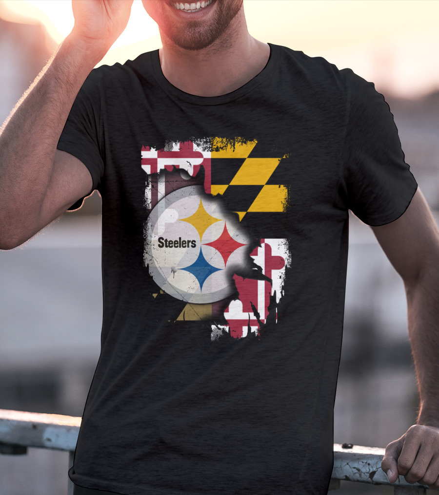 Together Maryland Flag Steelers Logo Fusion T-Shirt