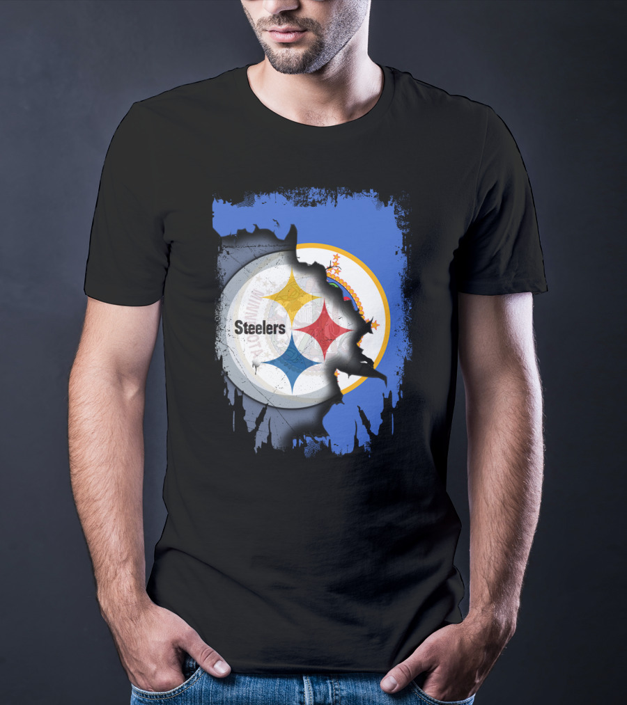 Steelers And Minnesota United Iconic Symbol Fusion T-Shirt