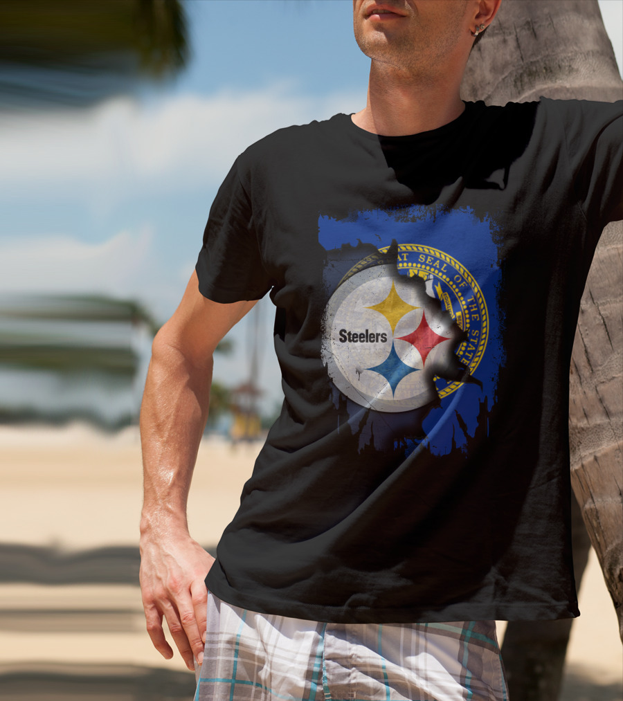 Nebraska State Seal With Steelers Logo Integration T-Shirt