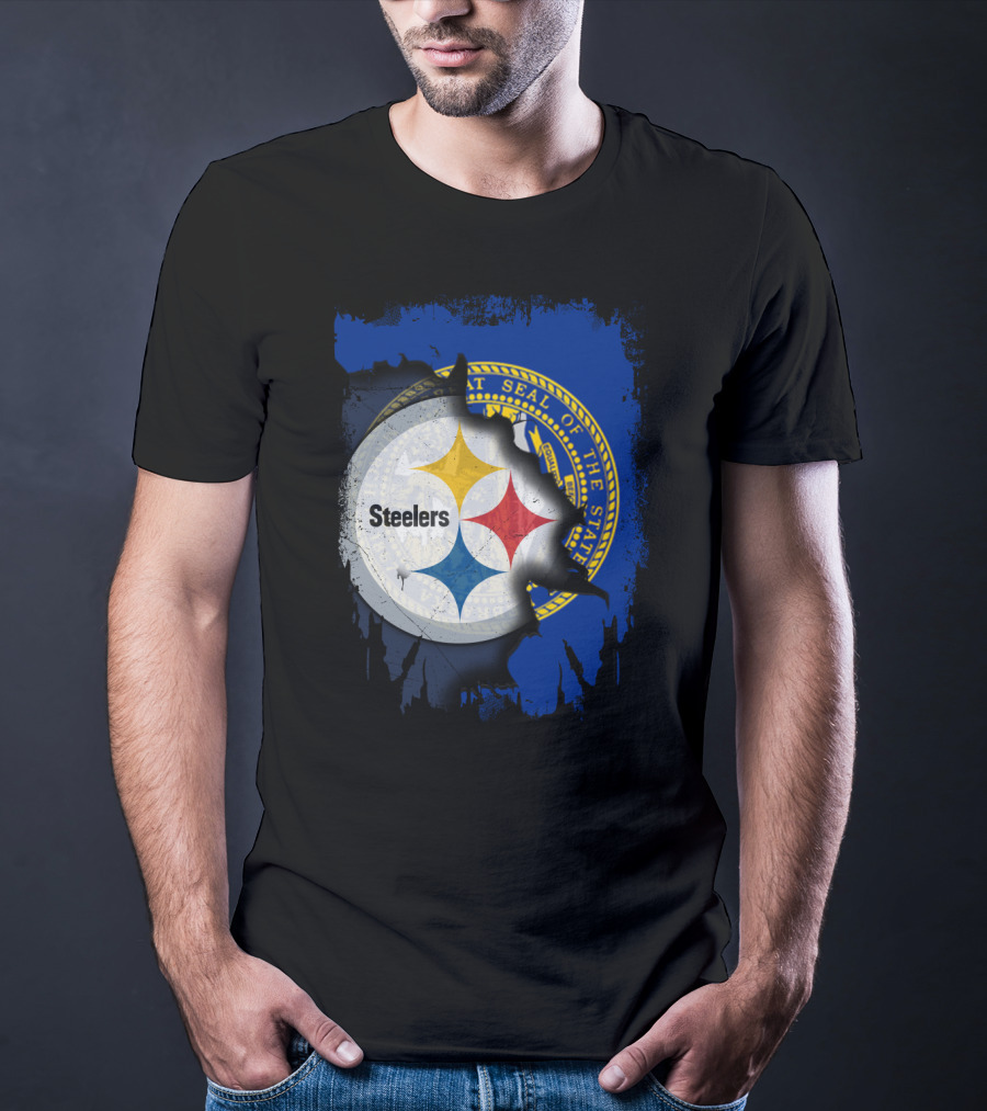 Nebraska State Seal With Steelers Logo Integration T-Shirt