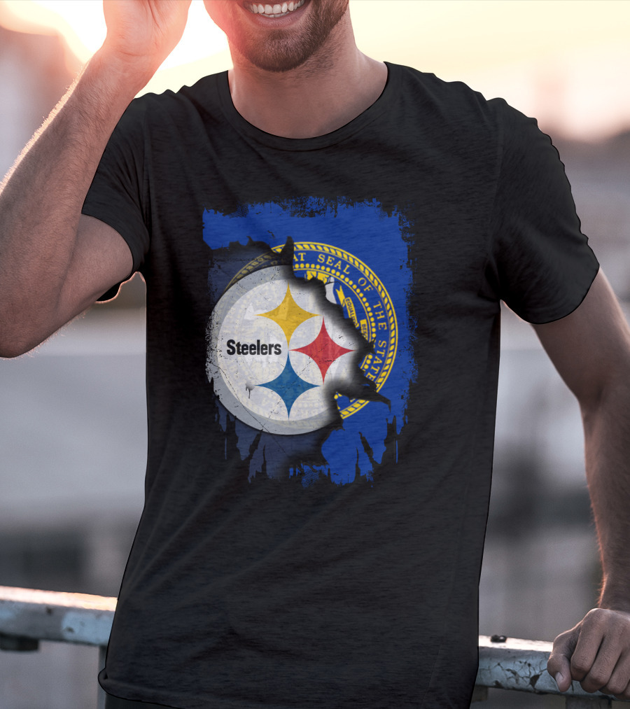 Nebraska State Seal With Steelers Logo Integration T-Shirt