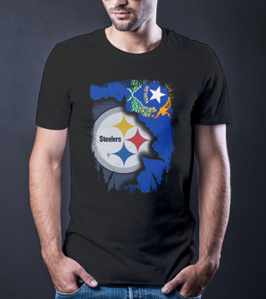 Nevada Steelers Fan Collaboration With State Flag Elements T-Shirt