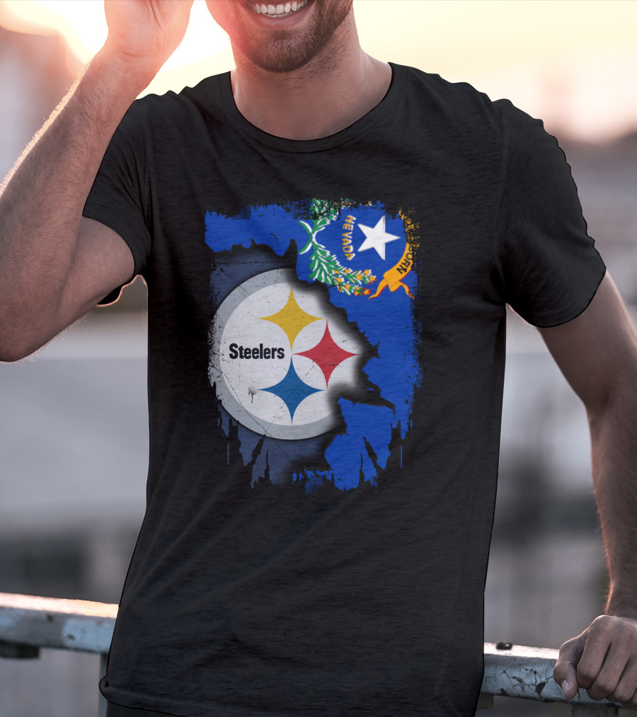 Nevada Steelers Fan Collaboration With State Flag Elements T-Shirt