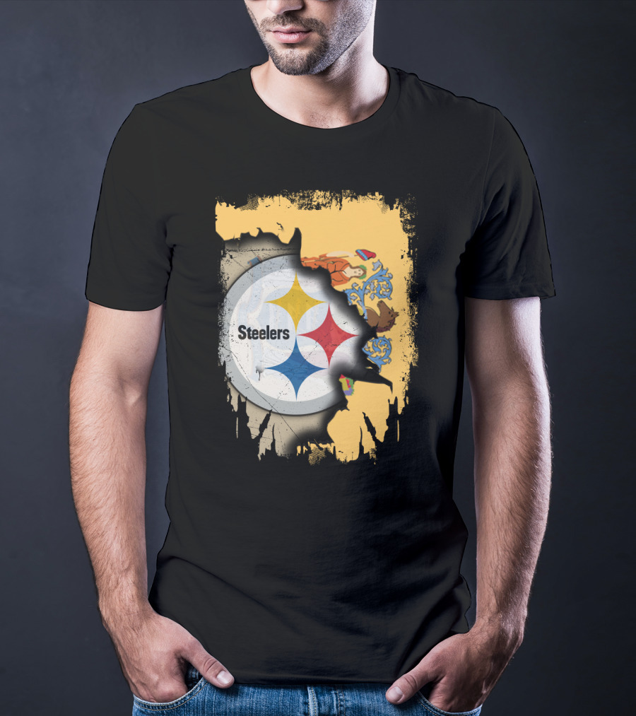 Steelers Logo Within New Jersey Map T-Shirt