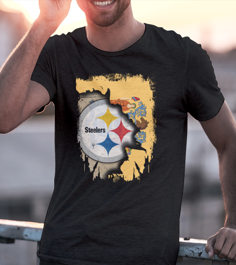 Steelers Logo Within New Jersey Map T-Shirt