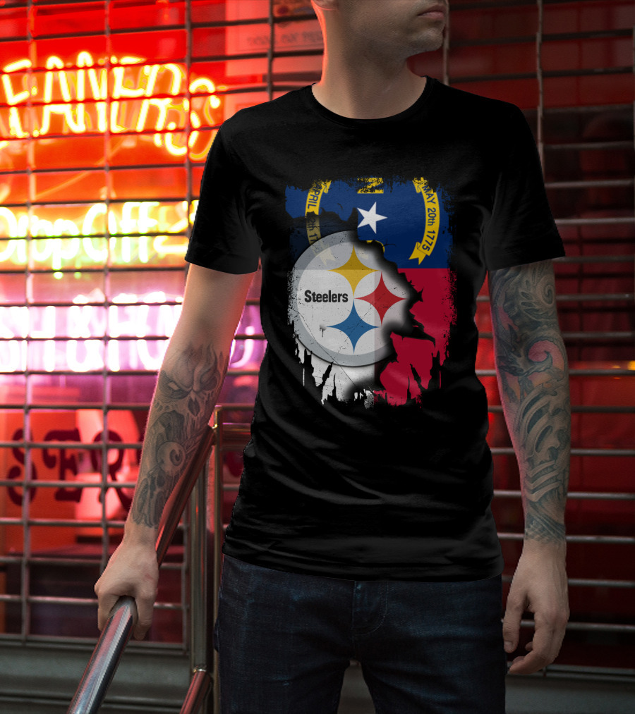 Together North Carolina With Steelers Logo Fusion T-Shirt