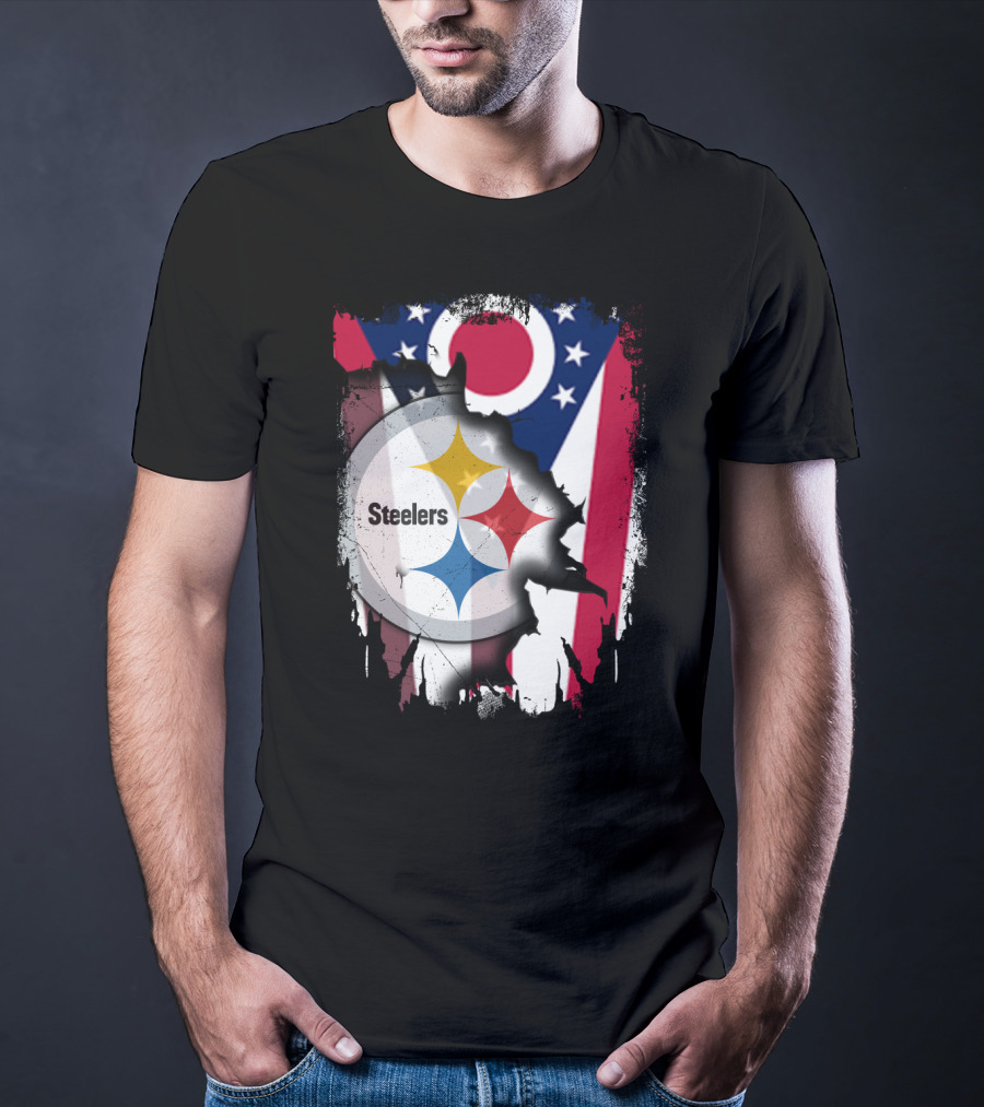 Ohio Steelers Fusion With Flag T-Shirt