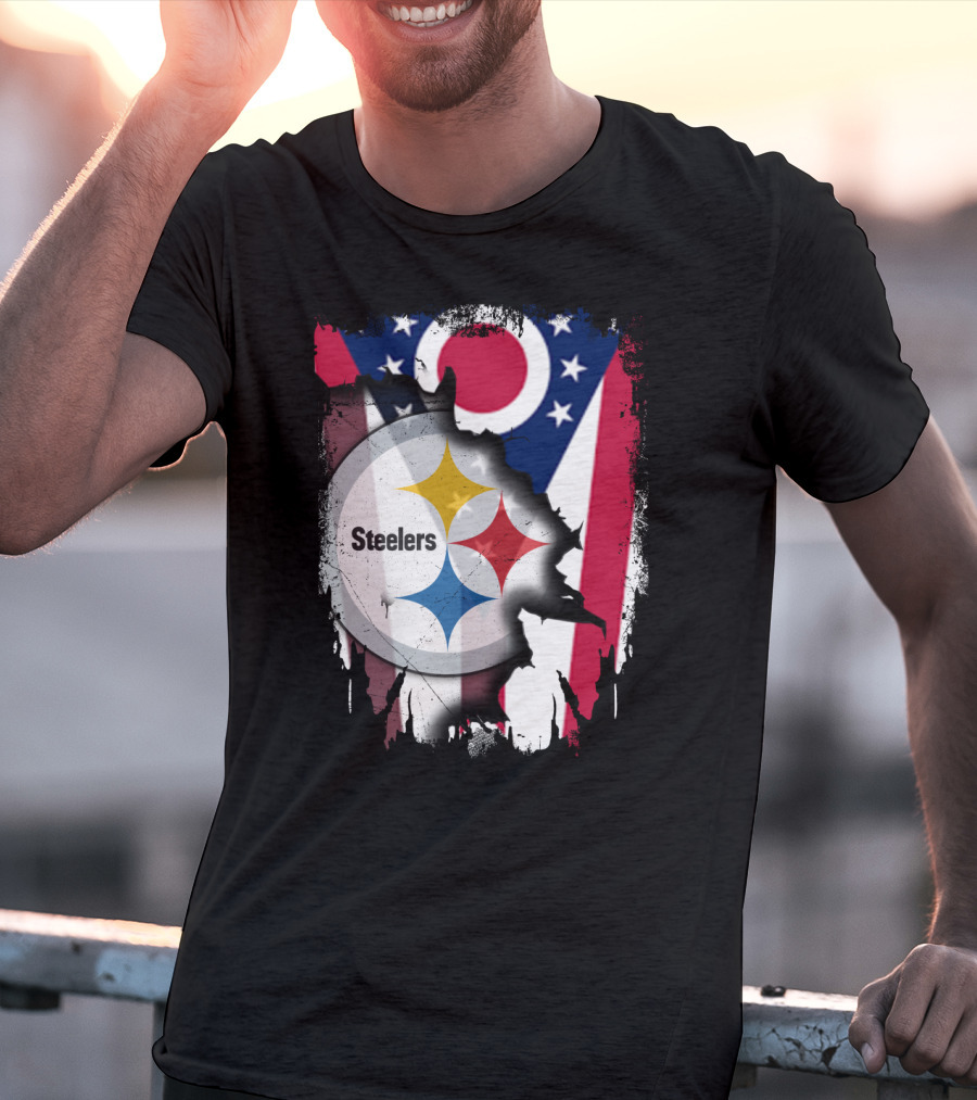 Ohio Steelers Fusion With Flag T-Shirt
