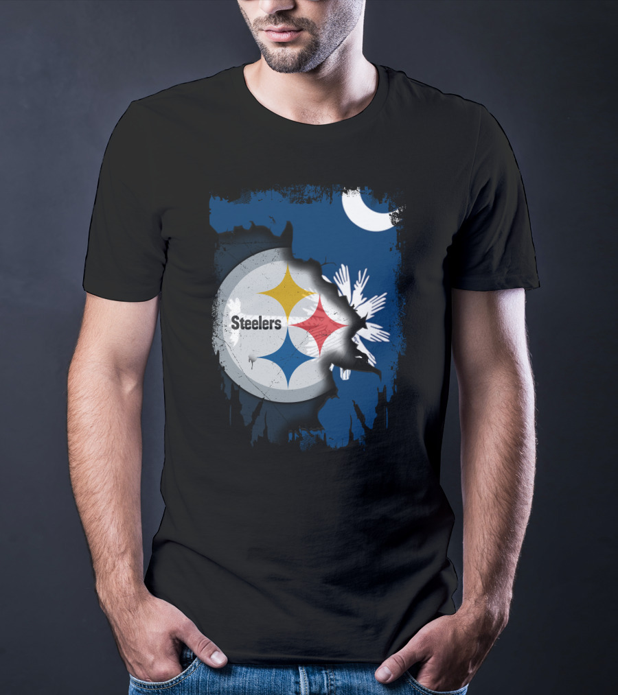 Steelers Logo Integrated With South Carolina Flag Elements T-Shirt