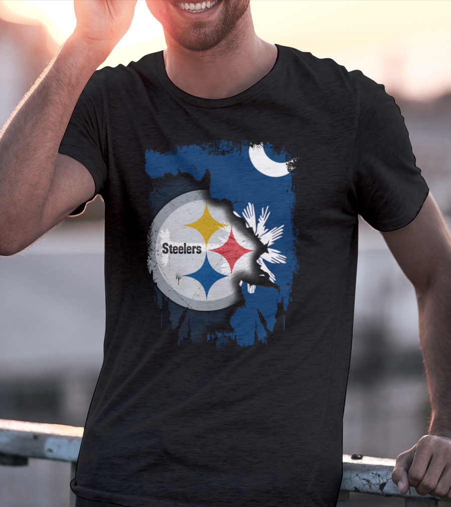 Steelers Logo Integrated With South Carolina Flag Elements T-Shirt