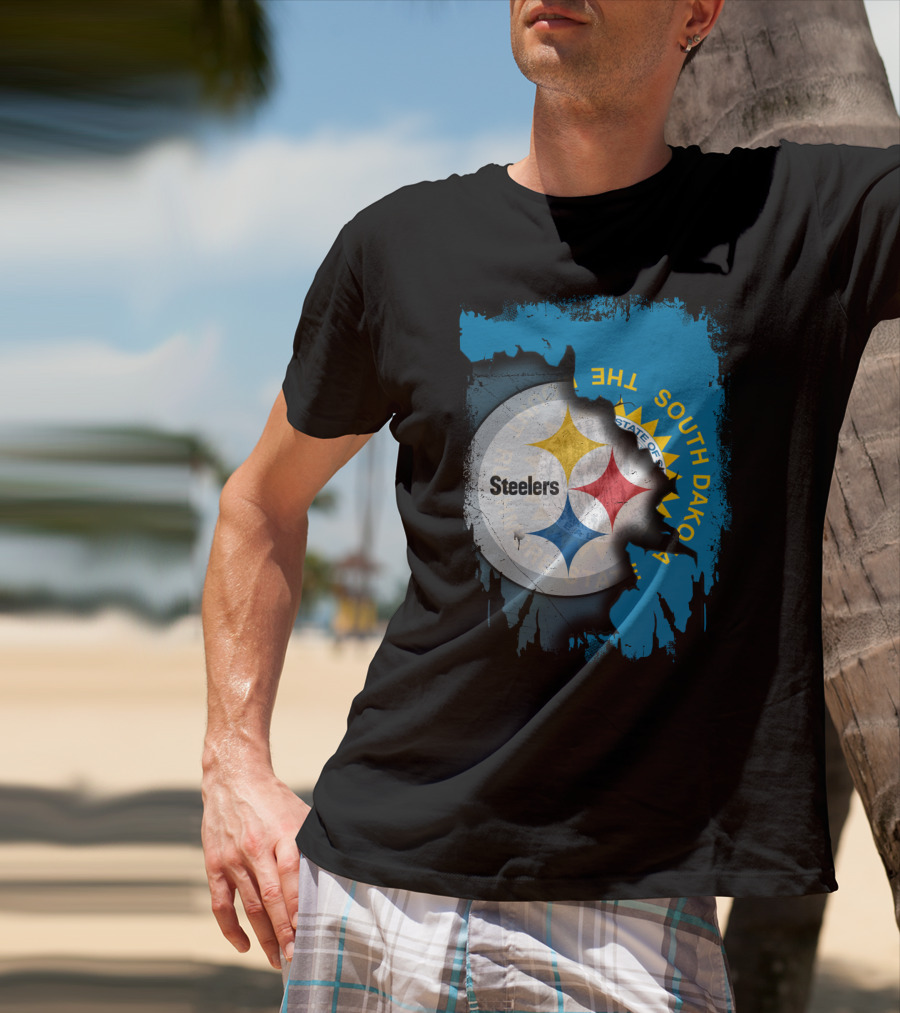 South Dakota State Flag With Steelers Logo Integration T-Shirt