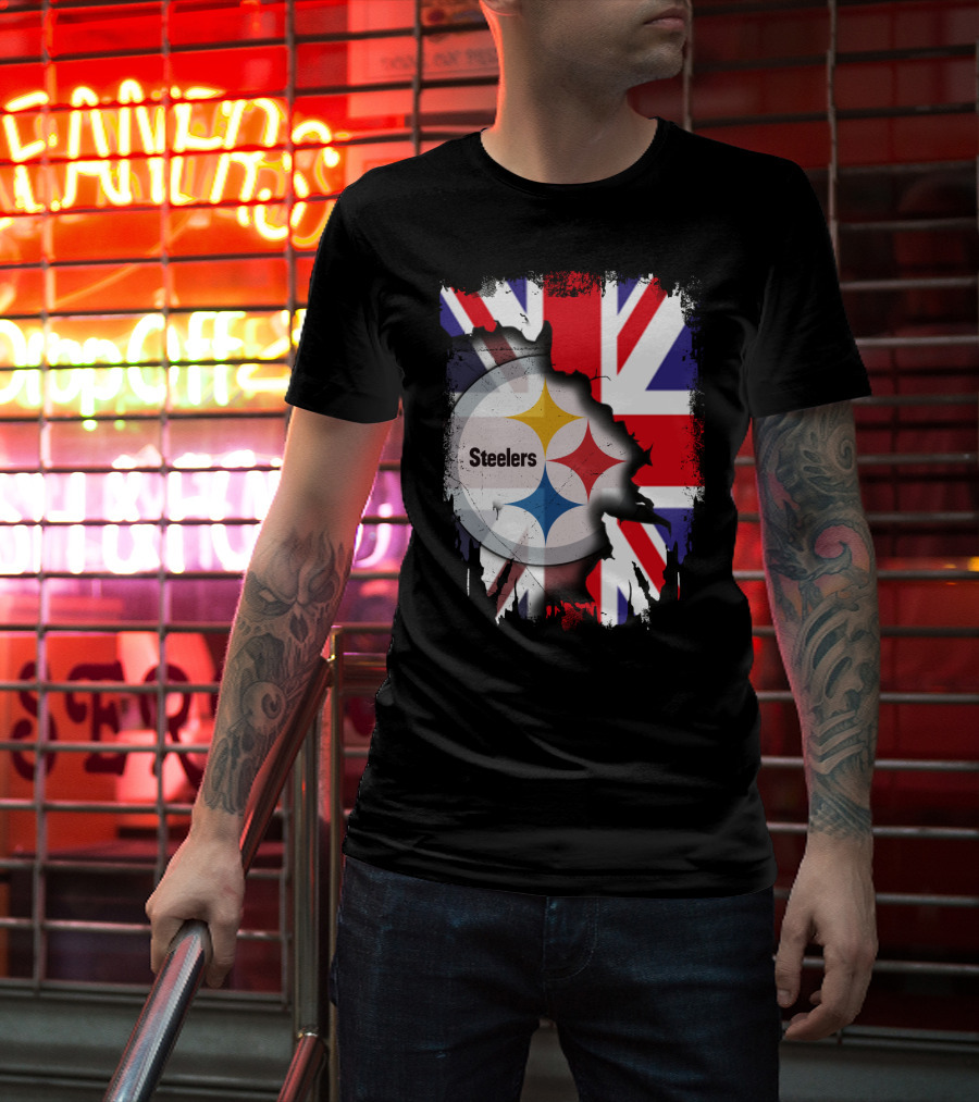 Steelers Union Jack Together United Kingdom Supporters T-Shirt