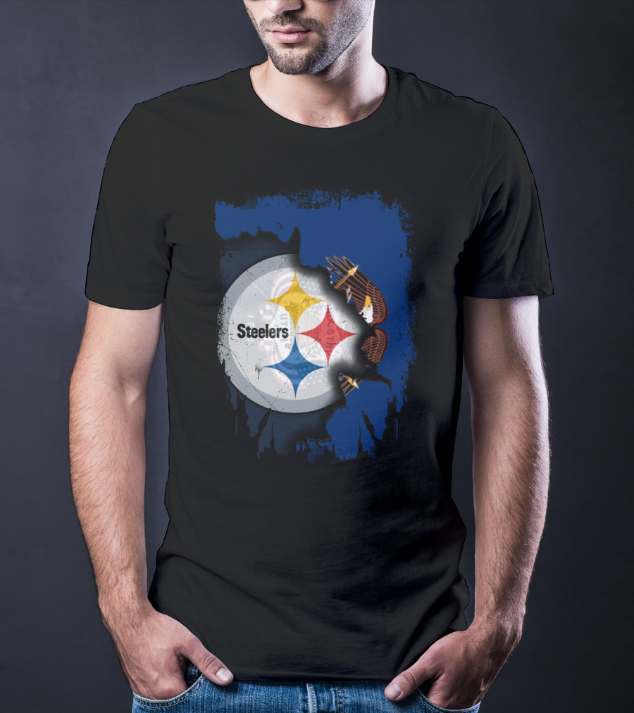 Steelers Eagle Emblem Artwork With Together Utah Integration T-Shirt