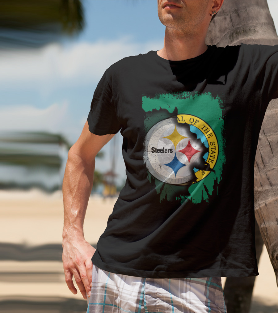 Washington State Meets Steelers Football Emblem T-Shirt