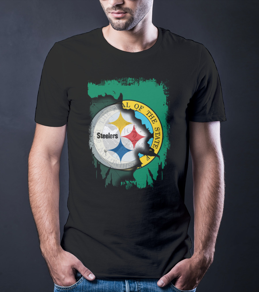 Washington State Meets Steelers Football Emblem T-Shirt