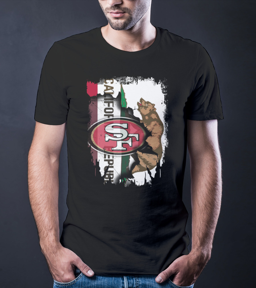 California Republic Bear With 49ers SF T-Shirt