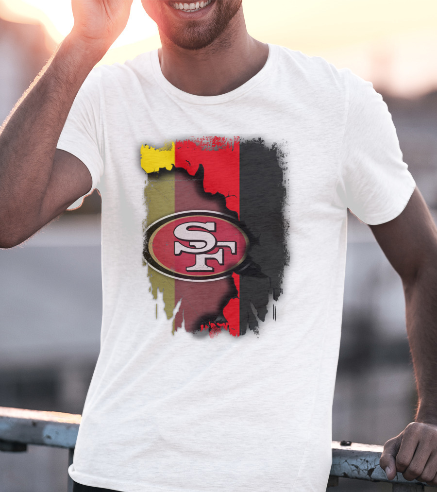 Germany Flag With San Francisco 49ers Logo Blend T-Shirt
