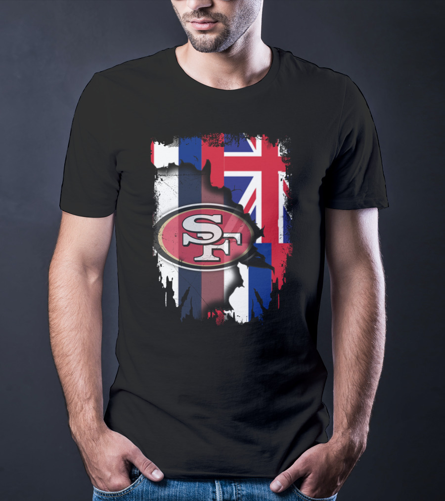 Hawaii 49ers SF Logo With Hawaiian Flag T-Shirt
