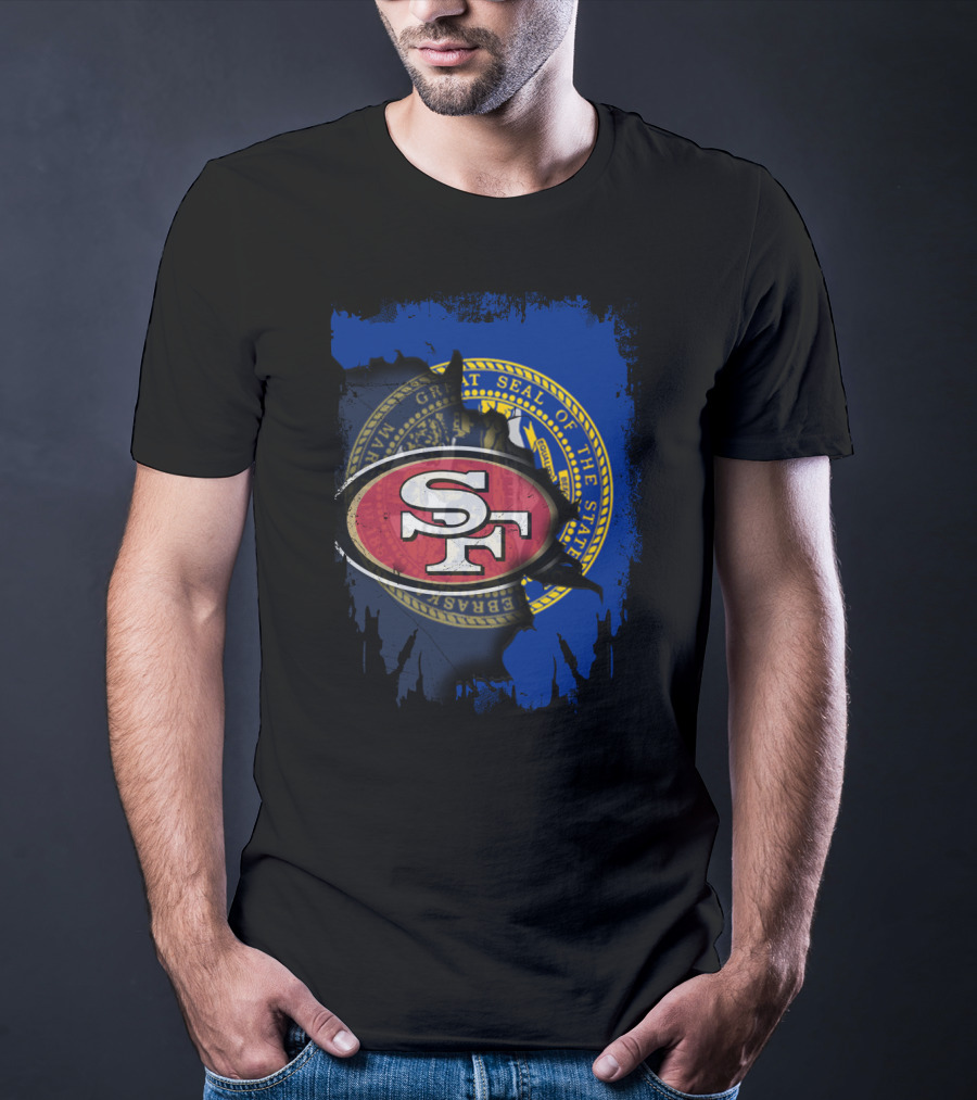 Nebraska Seal With San Francisco 49ers Logo Fusion T-Shirt