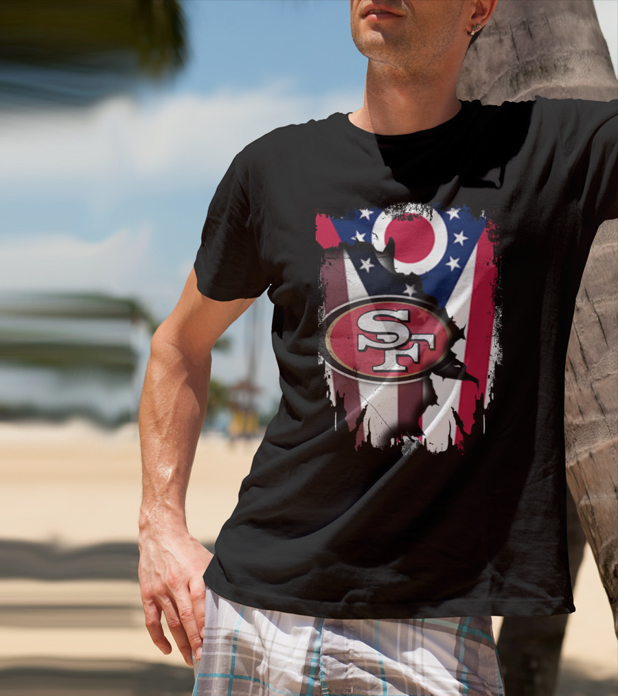 Ohio Flag San Francisco 49ers Sf Logo Fusion T-Shirt