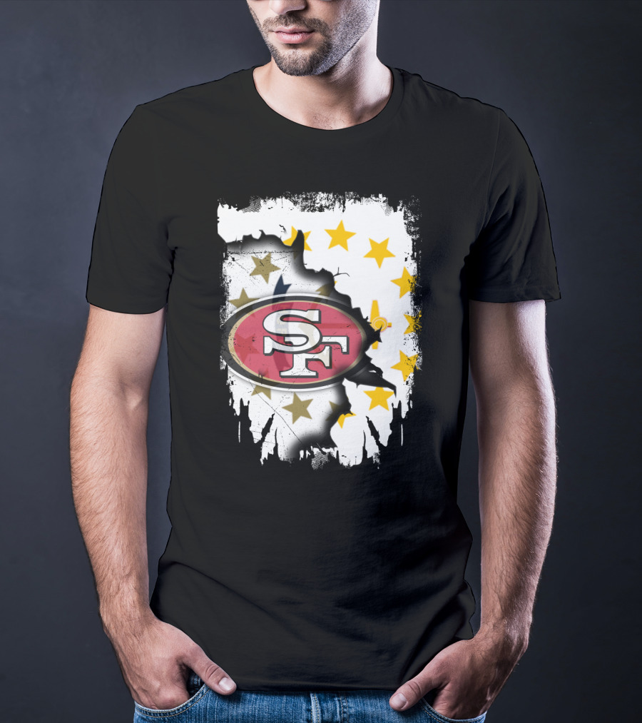 Together Rhode Island 49ers SF Logo Stars Map T-Shirt