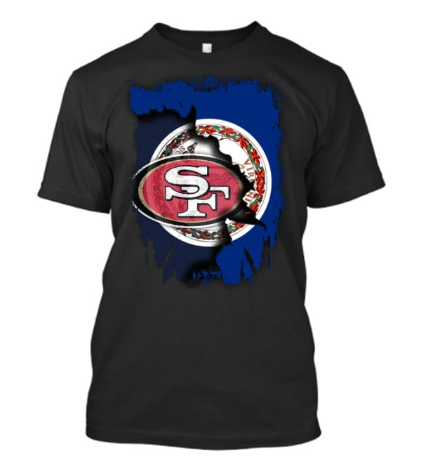Virginia Flag And 49ers SF Logo Together T-Shirt
