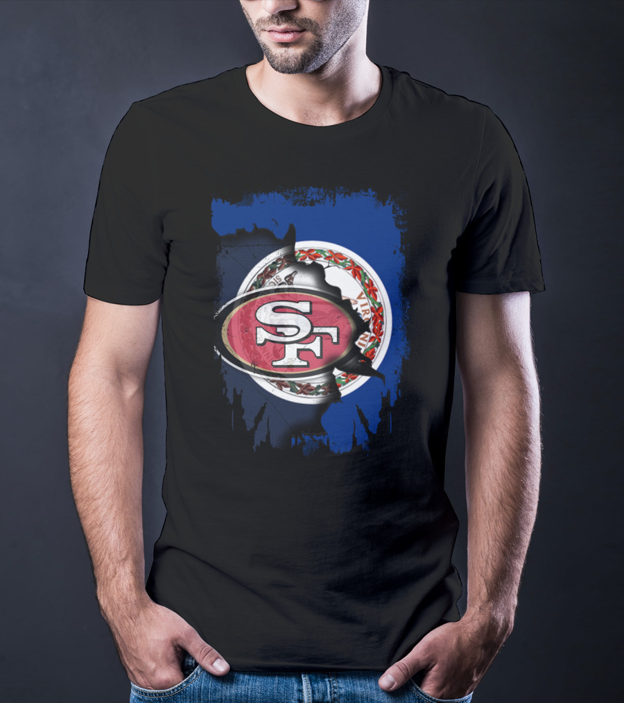 Virginia Flag And 49ers SF Logo Together T-Shirt