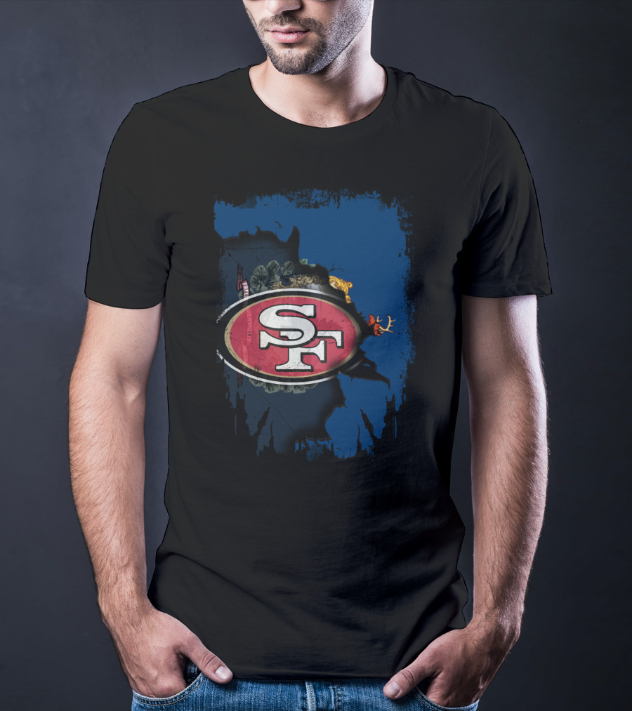 SF 49ers Emblem Overlaying Vermont T-Shirt