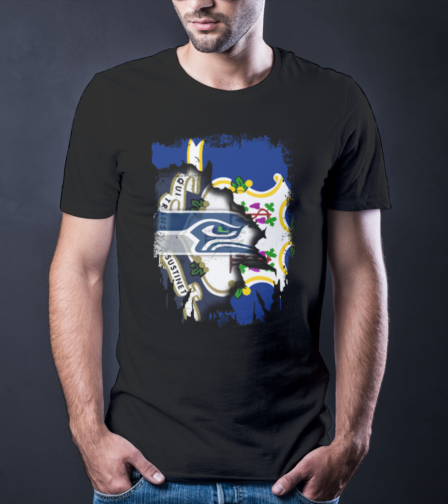 Connecticut State Pride With Seattle Seahawks T-Shirt