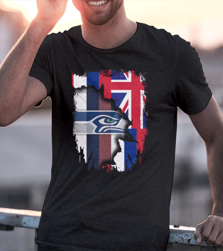 Together Hawaii With Seahawks Logo And Hawaiian Flag T-Shirt