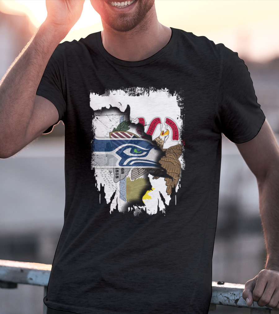 Illinois State And Seattle Seahawks Unity Emblem T-Shirt