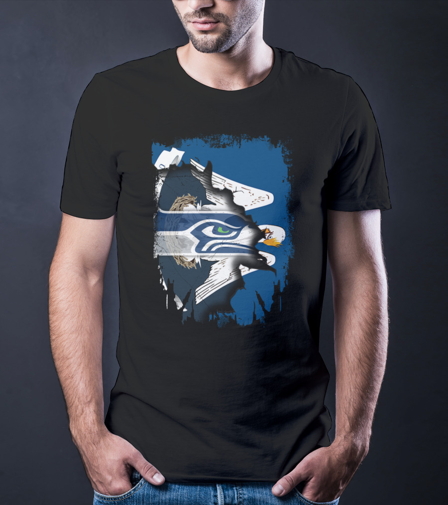 Together Louisiana With Seahawks Eagle Mashup T-Shirt