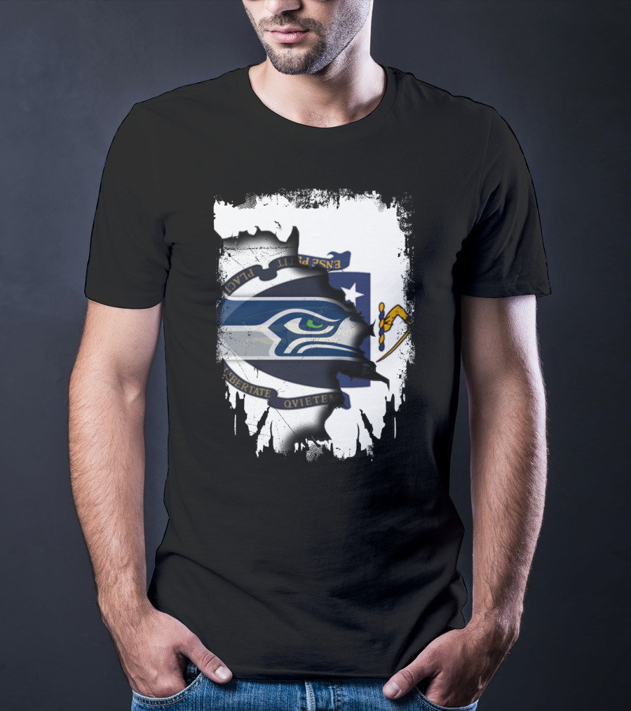 Massachusetts And Seahawks Ripped Blend T-Shirt