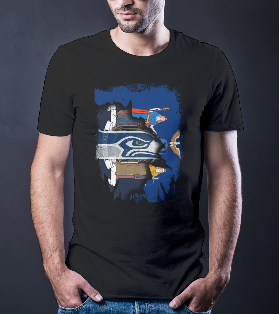 New York State Flag Merged With Seattle Seahawks T-Shirt