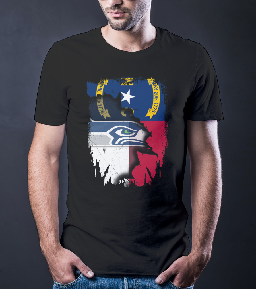 Together North Carolina Flag With Seattle Seahawks T-Shirt