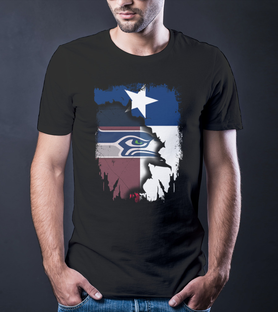 Texas And Seahawks United With Lone Star Sea Hawk T-Shirt
