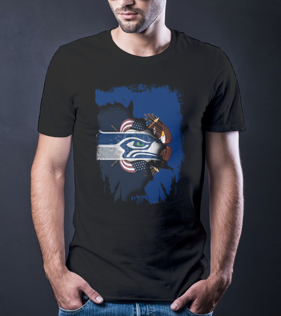 Utah Together With Seattle Seahawks American Eagle Flag T-Shirt